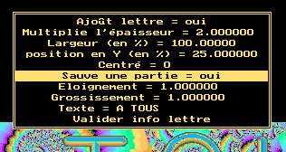 Paramtres pour les lettres